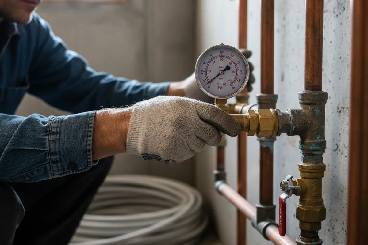 Pressure testing a repaired line during Water Line Repair in Mims